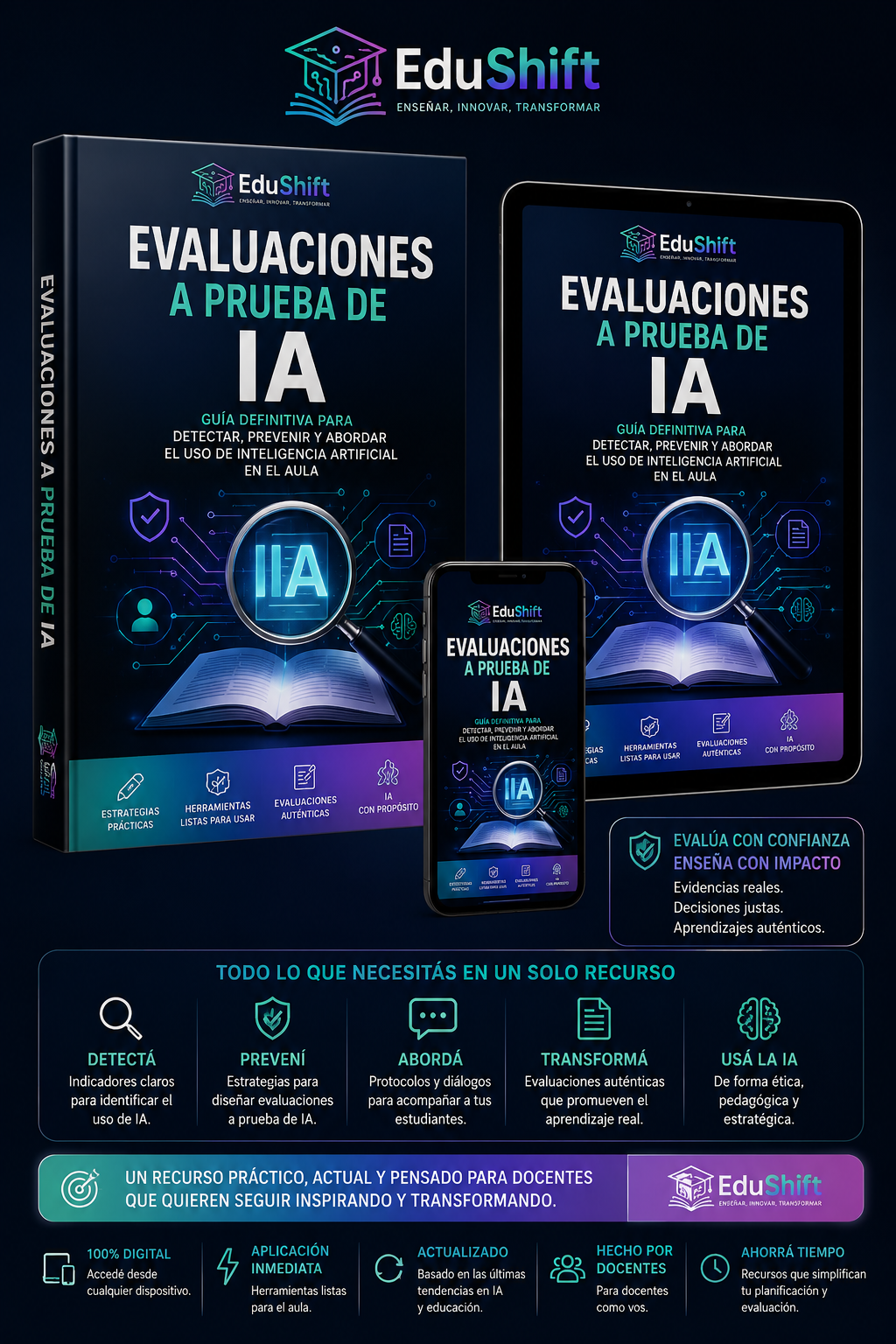 Sistema Completo Evaluar a Prueba de IA | Ebook + 3 Bonos para Docentes